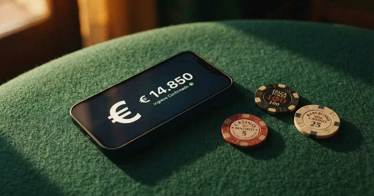 Comparativa de casinos online españoles con depósito mínimo de 10 euros sobre una mesa con teléfono móvil mostrando una pantalla de ingreso