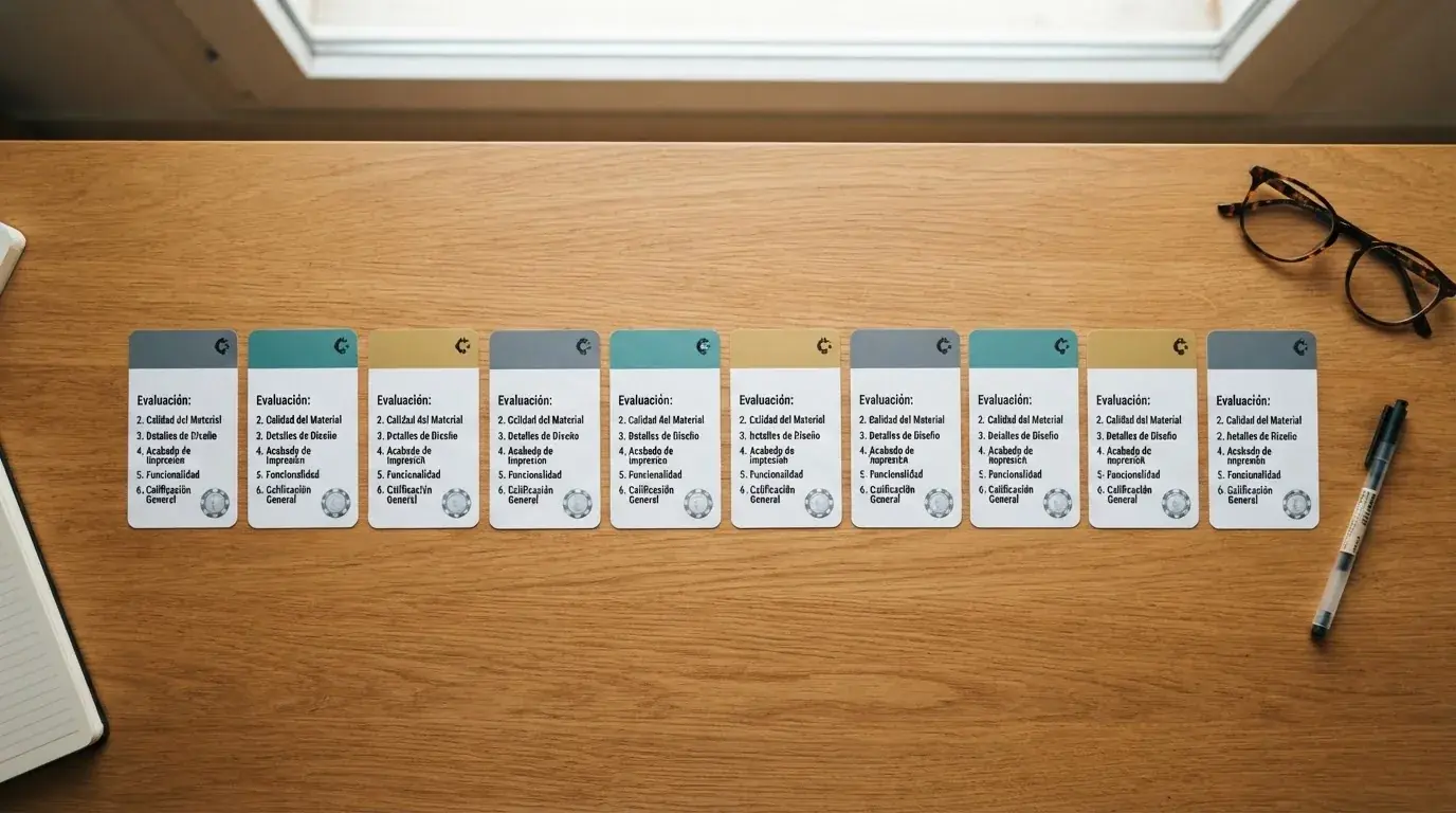 Una mesa de comparación visual con diez tarjetas alineadas, cada una con el logotipo de un operador, una franja que indica su licencia y un símbolo de bitcoin en la esquina