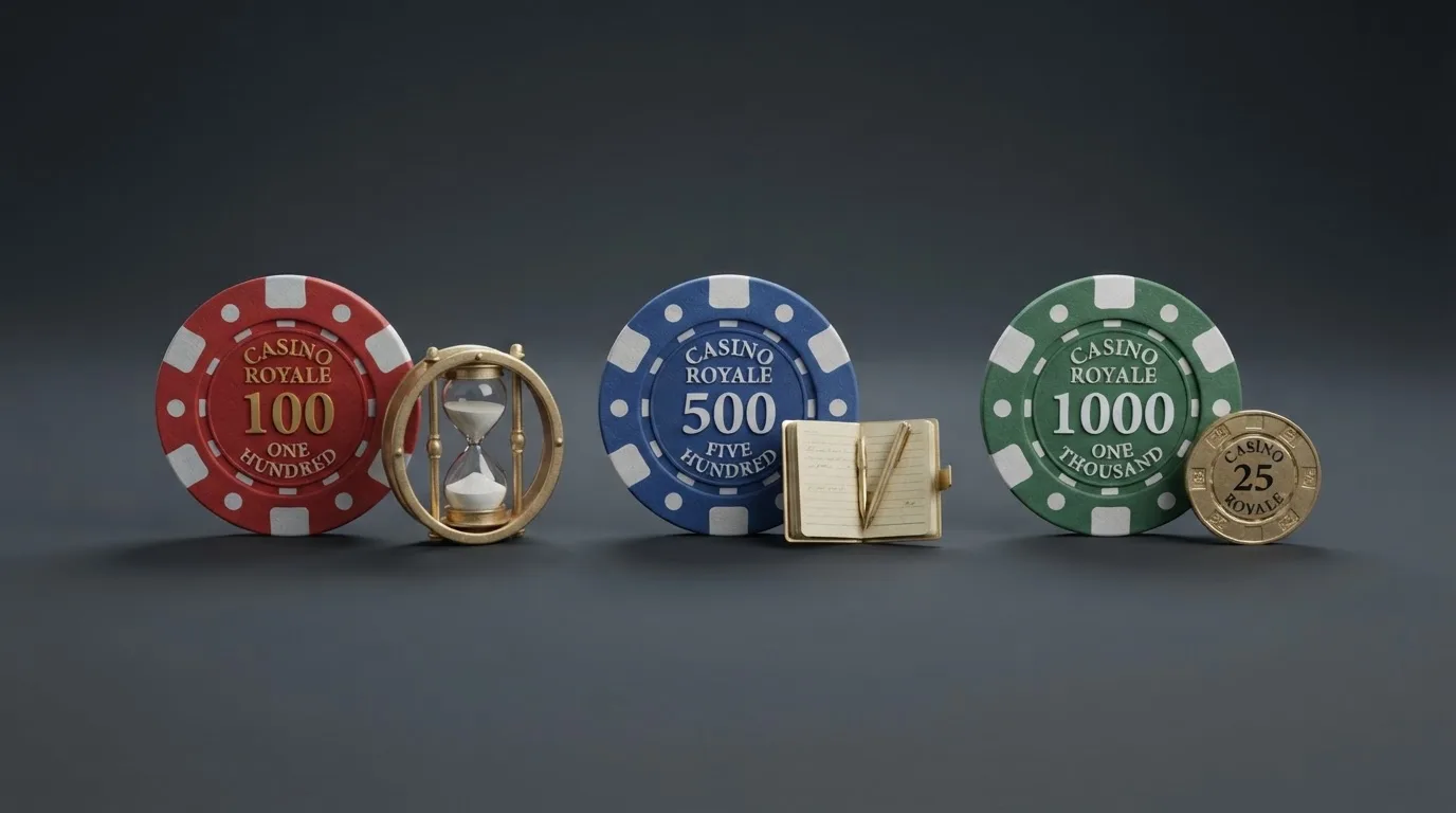 Tabla con los principales casinos online que ofrecen bonos sin depósito en España junto a iconos que representan el rollover, el plazo y el tope de retiro de cada oferta