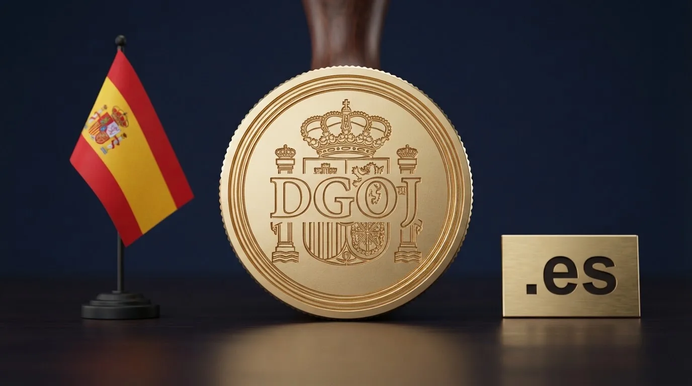 Sello oficial de la Dirección General de Ordenación del Juego junto a la bandera de España y el dominio .es