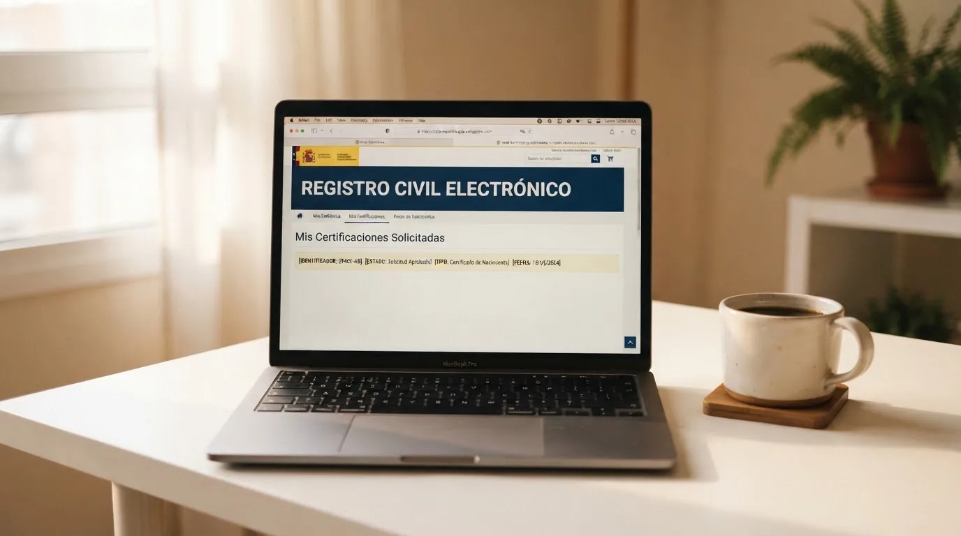 Pantalla de ordenador mostrando el registro oficial de operadores con licencia DGOJ y el dominio .es en la barra de direcciones