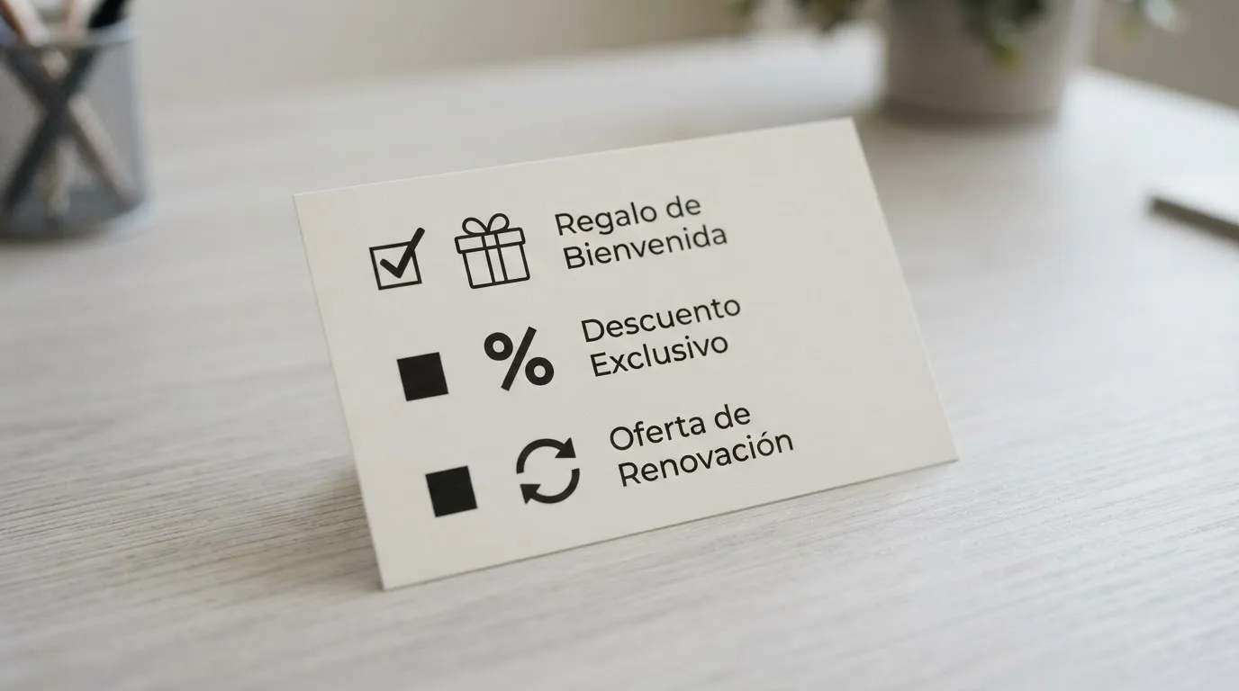 Primer plano de una tarjeta de registro con tres casillas: una marcada como «código sin depósito», otra como «código de bienvenida» y una tercera como «código de recarga», cada una con un icono distintivo